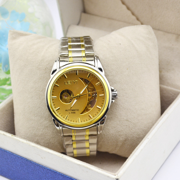 镂空全自动机械表男商务男士钢带精钢欧美腕表厂家直销休闲手表