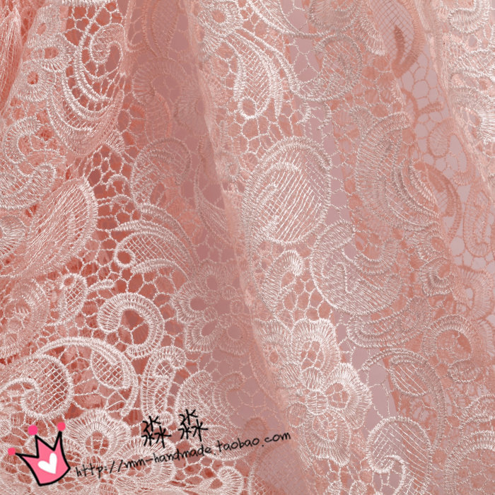 2022韩版新布料 虾红色镂空重工水溶立体花蕾丝 女包臀裙罩衫面料