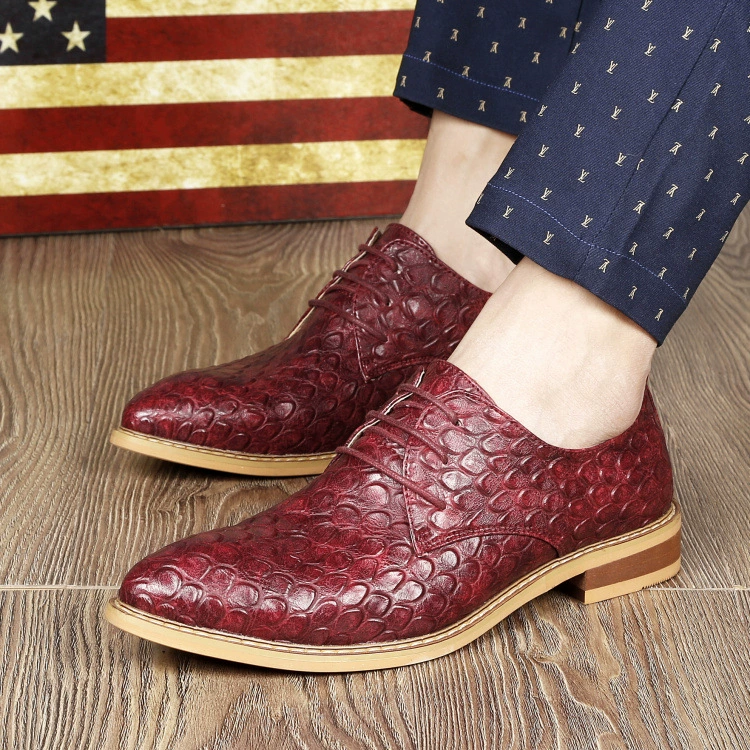 Новые Модные Остроносые мужские туфли с крокодиловым узором, деловые модельные кожаные туфли для мужчин