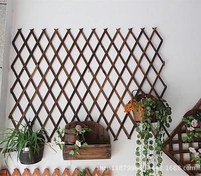 園藝用品/無梆伸縮拉網/木柵欄/木圍欄/護欄/木籬笆/牆面裝飾