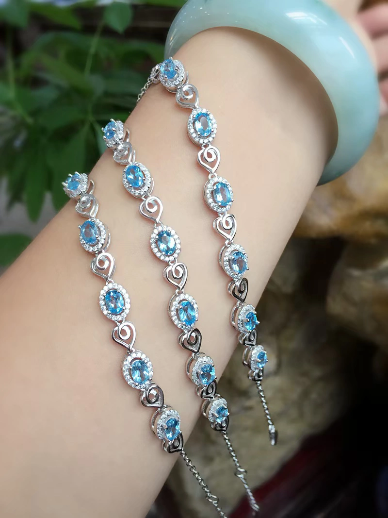 Sapphire bracelet jade natural stone, wholesale, silver 925 sample