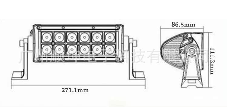 36W 4D凸透鏡雙排長條越野燈 LED改裝車頂射燈 晶元檢修探照燈