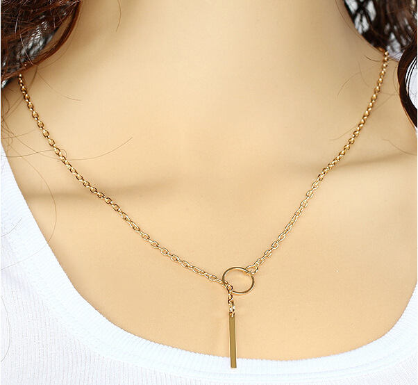 Punk Fashion Accessories Simple Metal Ring Short Necklace Neck Chain Female Clavicle Chain Necklace