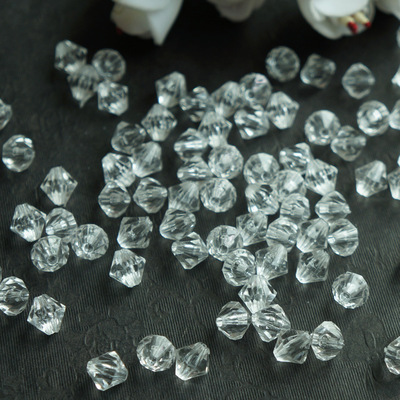 透明亚克力两头尖菱形珠6mm8mm 无色亚克力双尖珠 diy饰品配件