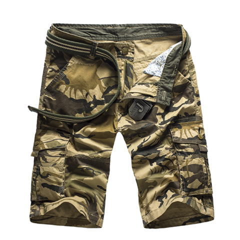 Amazon AliExpress foreign trade pure cotton camouflage workwear shorts men's summer multi-pocket loose cropped pants one-piece delivery