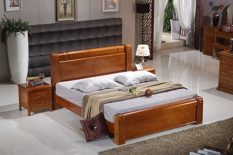 新款上市全实木床1.5米1.8米双人实木大床 简约橡木床 卧室实木床