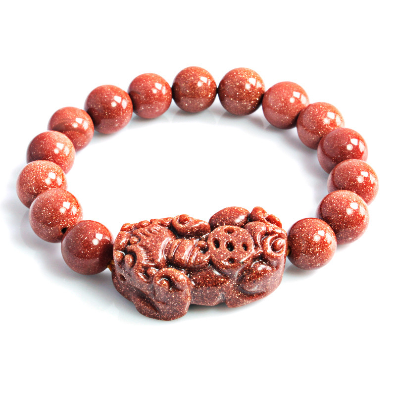 天然金沙石手链 金星石金砂石 招财貔貅手串 促销礼品 展销会|ru