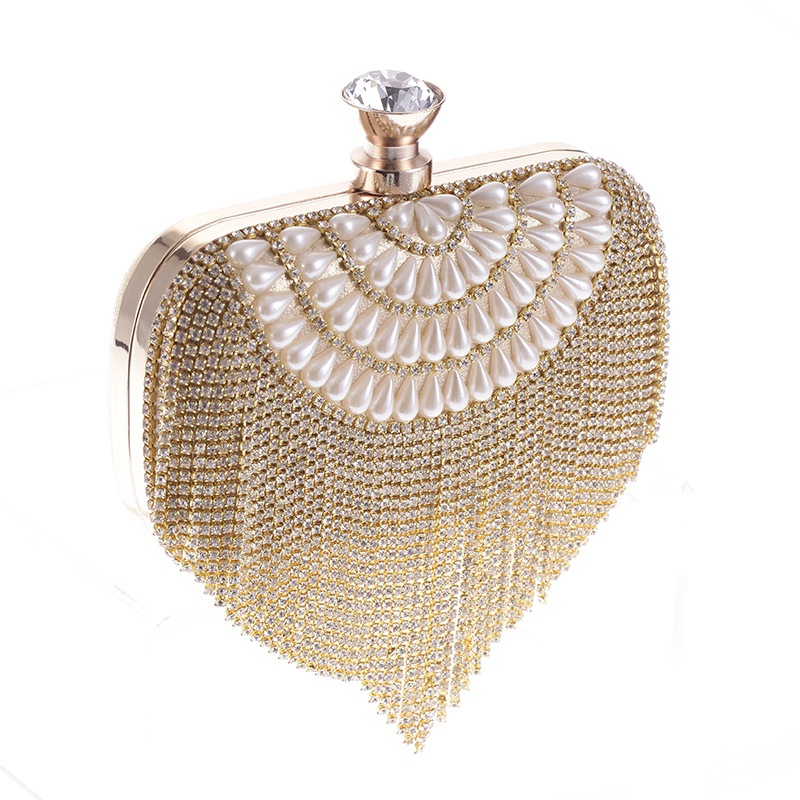Fashionable Women's Bag Tide Bag With Diamond Craft Bag Water Wave Belt Spike Evening Banquet Bag display picture 3