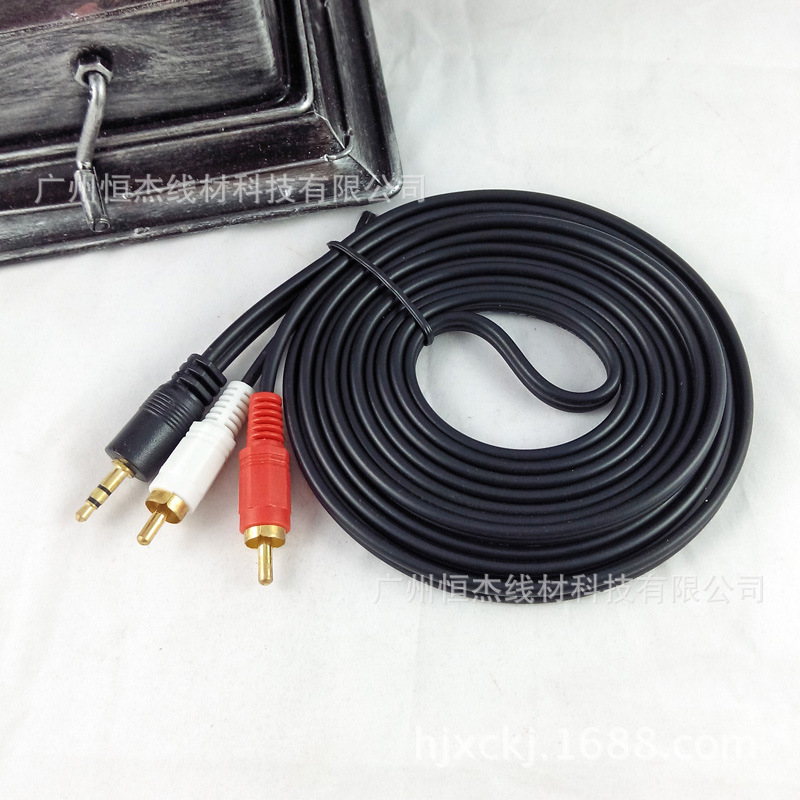 3米一分二音频线　3.5MM音频线3.5MM转莲花音频线，电脑音频线