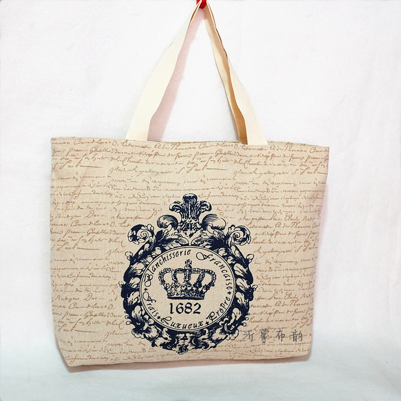 可定制印刷LOGO大号中号印花麻布环保购物袋 双层定位印花袋子
