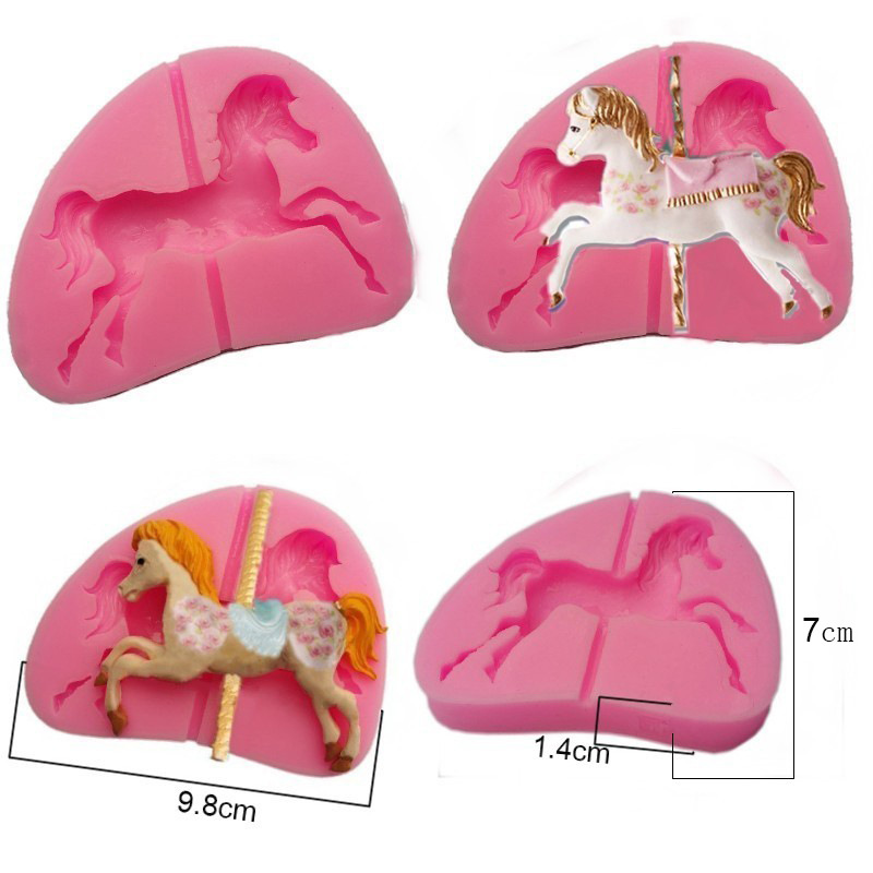 翻糖烘培蛋糕模具 旋转木马硅胶巧克力模飞马粘土蛋糕工具