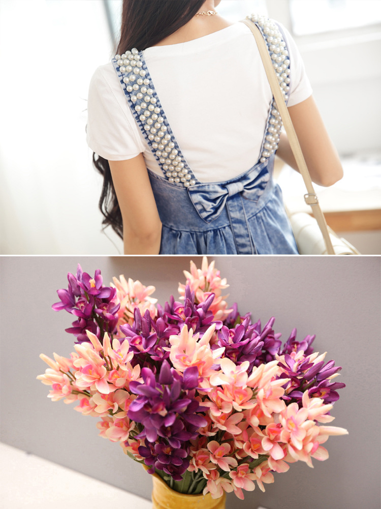 VK旗艦店 韓系學院風珍珠兩穿牛仔套裝無袖裙裝