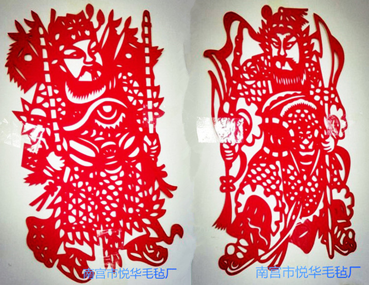 直供时尚家居装饰背胶毛毡墙贴定制创意工艺品门神贴画毛毡墙贴