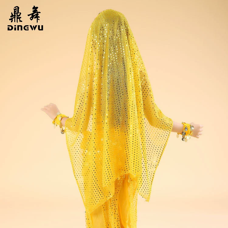 Children's Belly Dance Veil & Headdress Set, Chiffon or Sequin, 110×70 cm, One Size