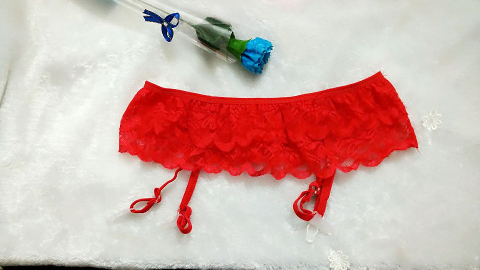 Sexy lencería sexy Liga calcetines encaje hueco transparente sexy traje de rocío falda tentación entrega de una pieza