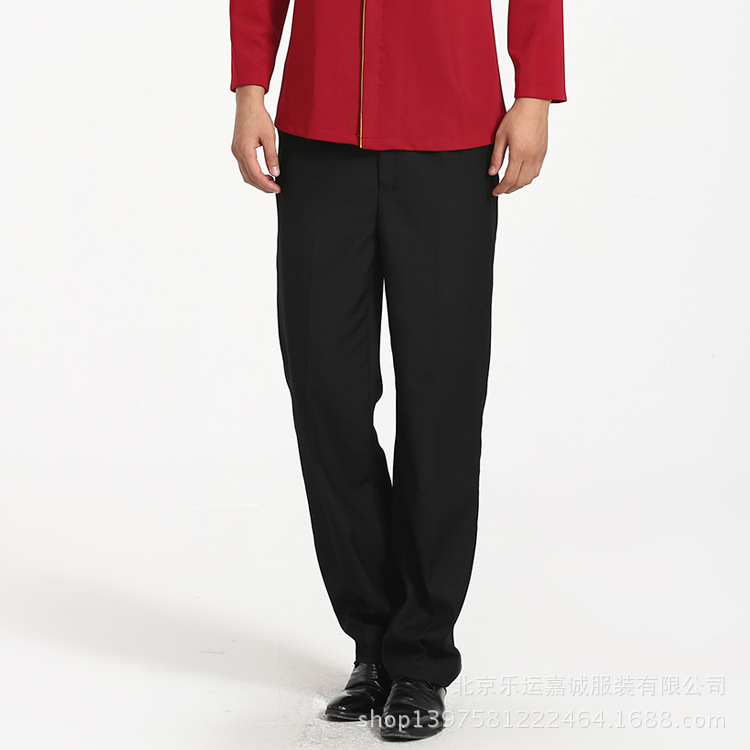 服务员工作服裤子男士西裤黑色涤纶批发|ms