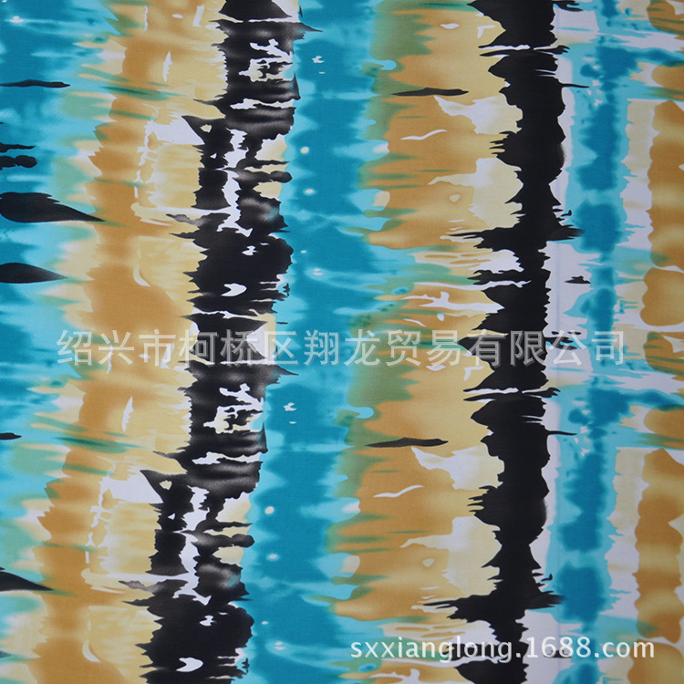 【翔龙印花 XL2866】现货 水墨晕染抽象条纹韩国绒水洗绒女装面料