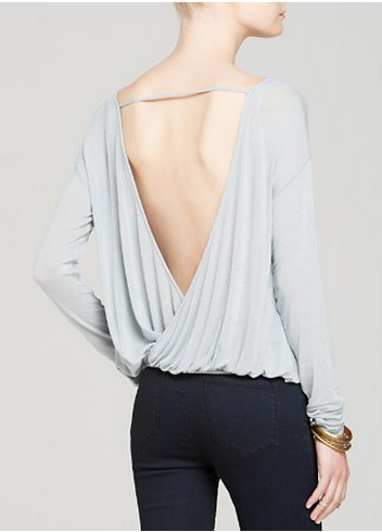 Plus Size Deep V Neck Long Sleeve Top Sexy Backless Design Available in Four Colors Wholesale Ready