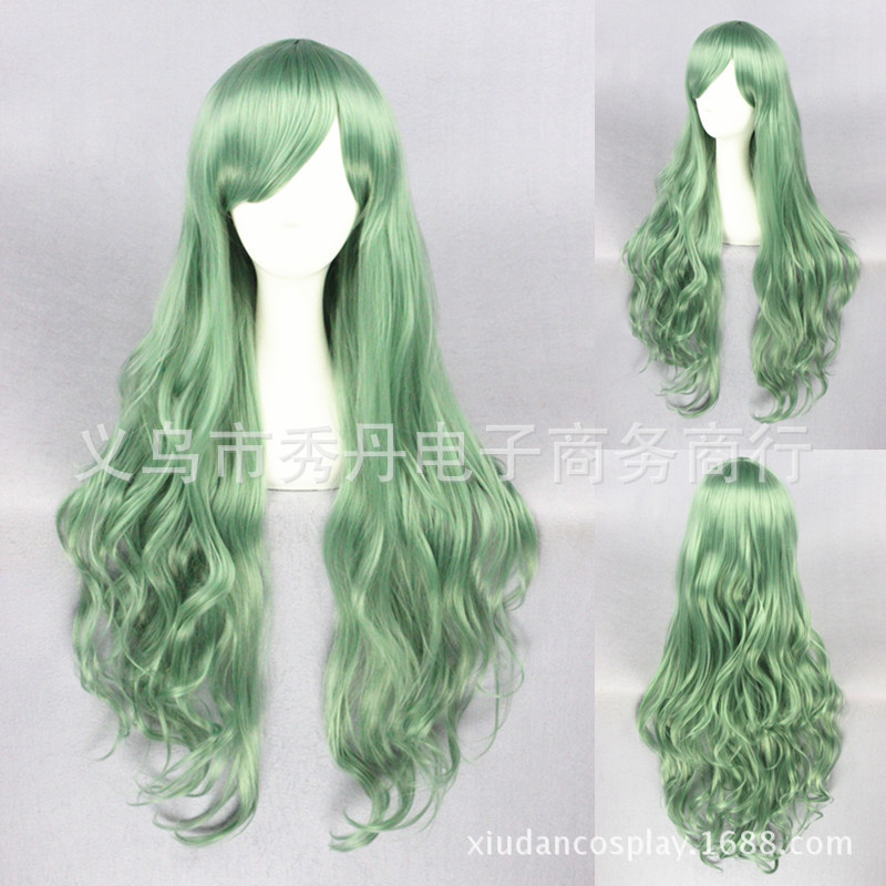 Xiudan Daily Japanese Harajuku Style Super Cute lolita Wig 80cm Thin Green cosplay Wig 127A