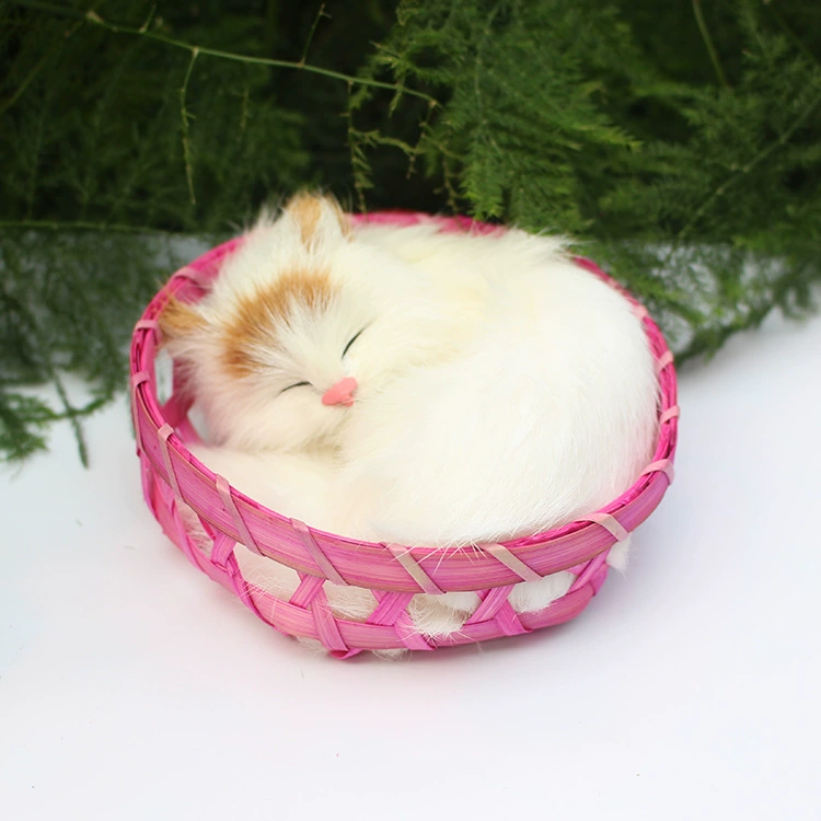 Реалистичная корзина, игрушка для сна, модель животного, кот, подарок на день рождения, котенок