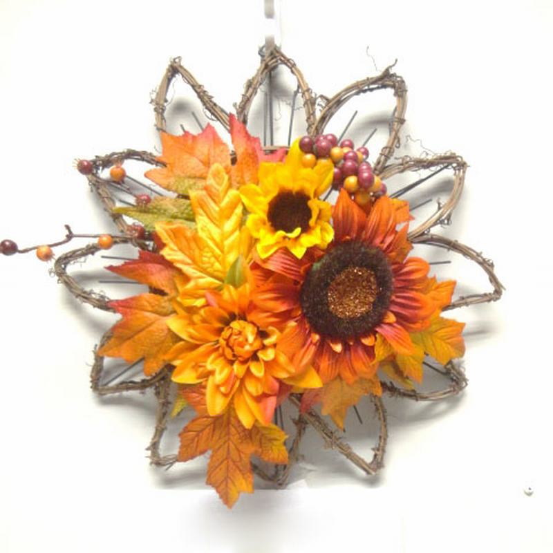 2019 nueva fábrica OEM procesamiento Festival de Otoño anillo de ratán natural vacaciones guirnalda decorativa 20CM-45CM