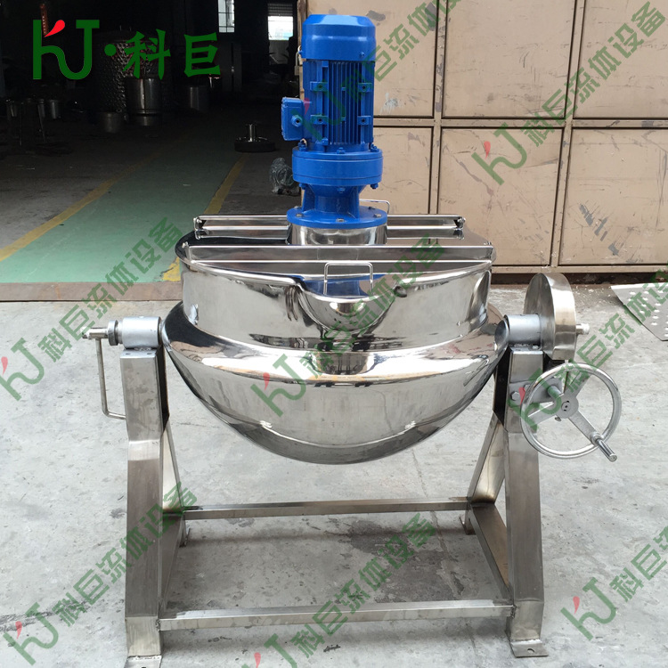 厂家供应厨房炊具可倾式夹层锅 带搅拌夹层蒸煮锅
