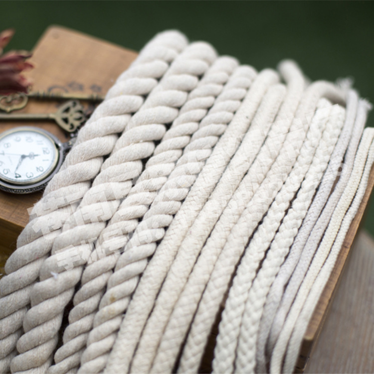 Multi-specification pure cotton beige three-strand cotton rope pure cotton yarn twist decorative coarse cotton rope