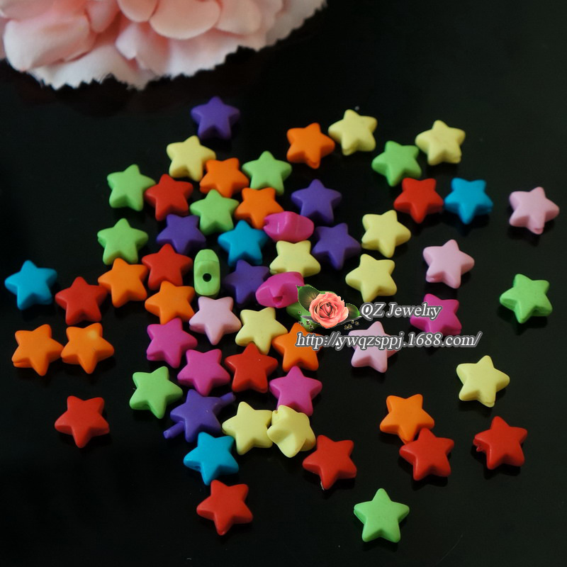 Colorful frosted five-pointed star acrylic loose beads children's fun diy handcrafted educational toy beads detail image 3