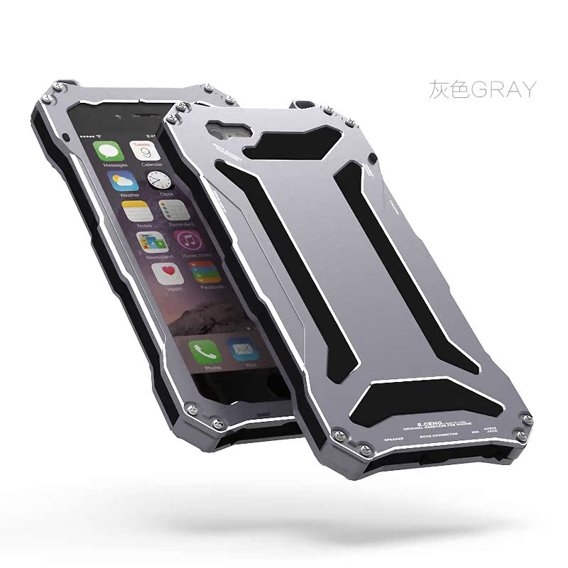 S.CENG Gundam Water Resistant Dustproof Shockproof Silicone Gorilla Glass Aluminum Alloy Metal Case Cover for Apple iPhone 7