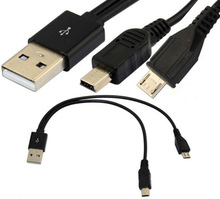 USB一分二线 USB 2.0转 迷你Mini USB Micro USB一分二平板充电线