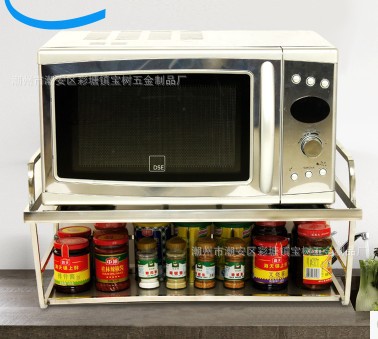 雙微波爐置物架不鏽鋼廚房置物架壁挂層架單層微波爐架子烤箱架
