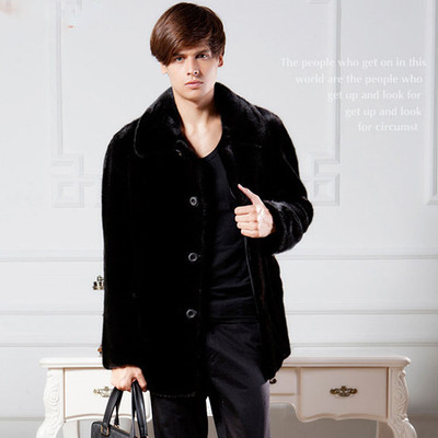 Autumn and winter Lapel thickening Single breasted leather and fur coat business affairs leisure time Large Fur imitation A generation of fat