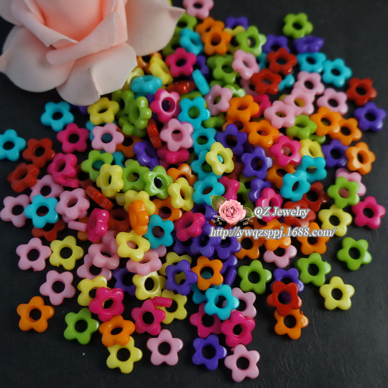 diy children's jewelry accessories, handcrafted cartoon beaded acrylic hollow five-leaf flower girls' versatile jewelry detail image 3