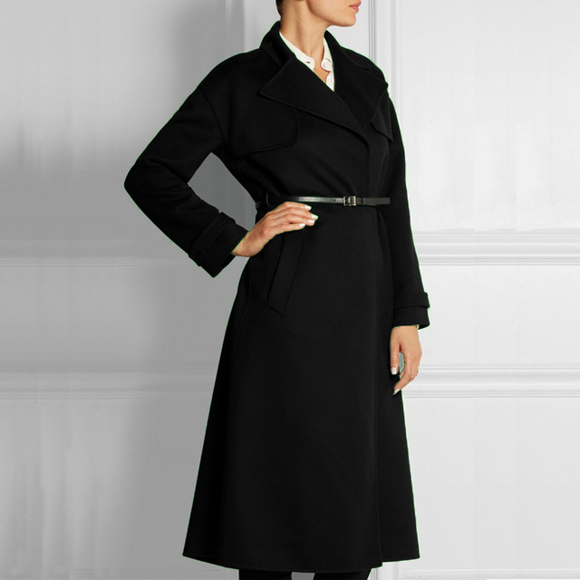 Autumn and Winter New Fashion Belt Overcoat Wool Coat