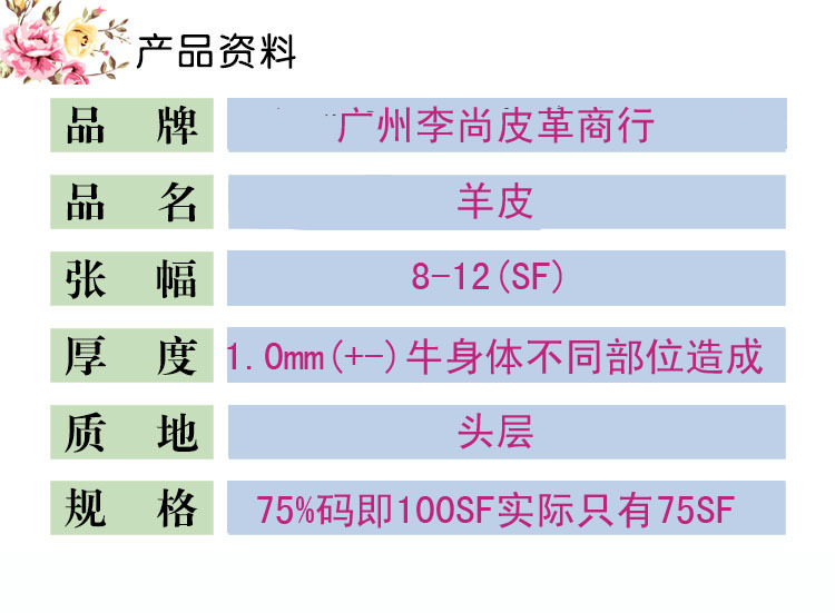 羊皮料资料