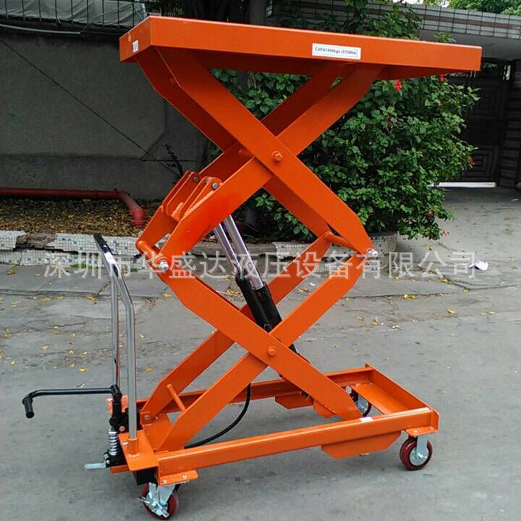 PTS1000手动平台车 移动式模具台车液压升降平台装卸车搬运叉车