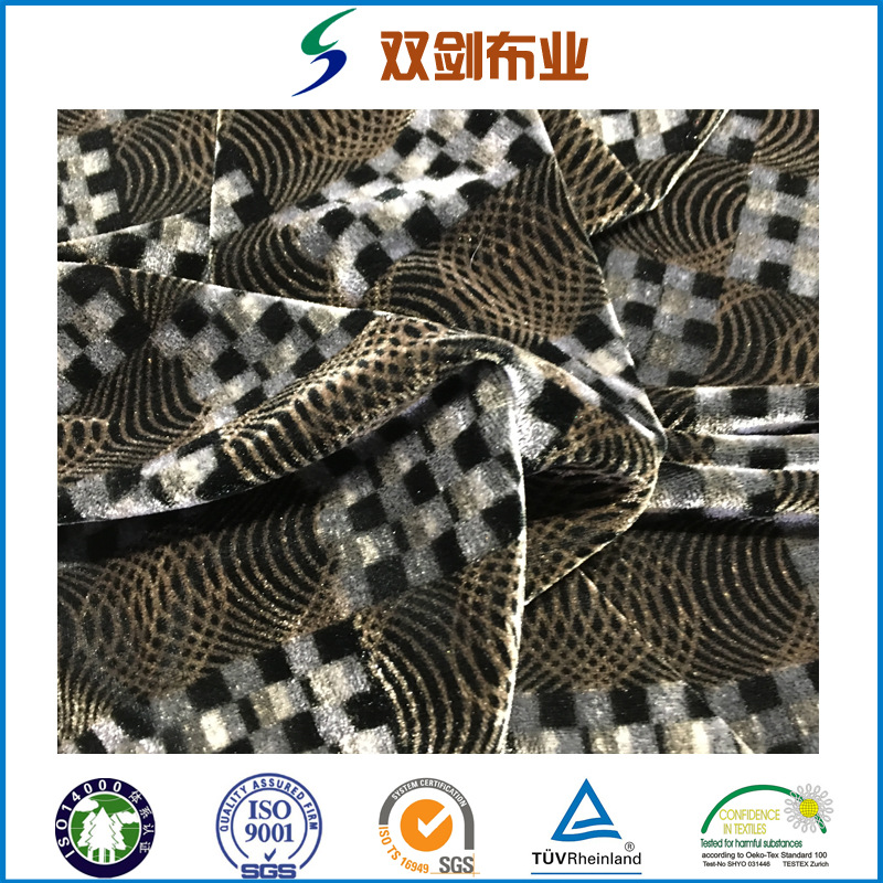 厂家销售 针织弹力氨纶不倒绒雕印 弹力丝绒布 涤氨纶混纺不倒绒