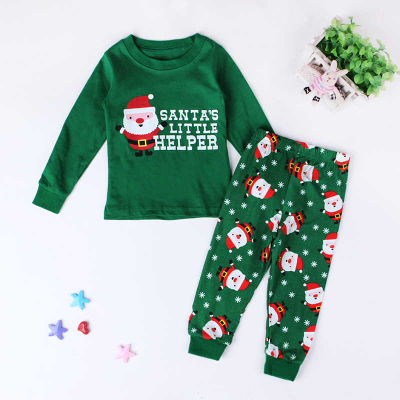 Children's Christmas set two-piece Santa Claus printed home suit_voghion.com