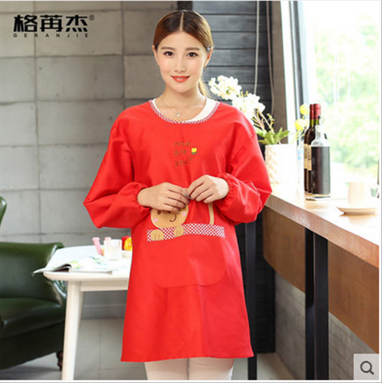 Yachao cocina estilo coreano moda delantal de manga larga delantal personalizado ropa de trabajo delantal lindo puro algodón casa sobretodo