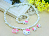 Children's necklace from pearl, chain, set, hair accessory with bow, wholesale