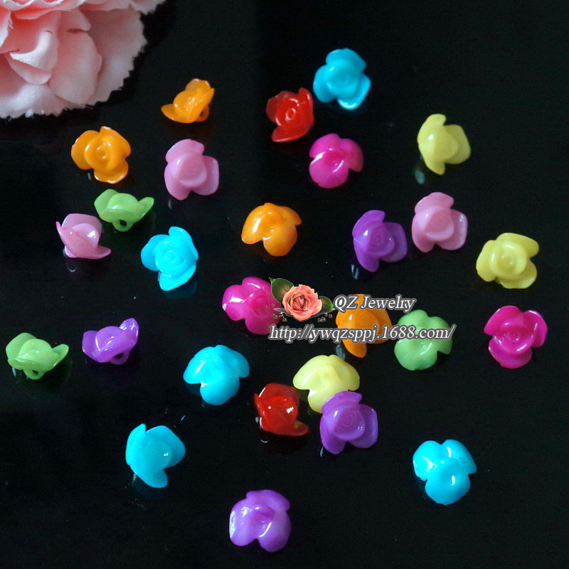 DIY children's jewelry accessories for acrylic mixed-color broad bean flower and colorful little bean sprout button decoration beads detail image 8