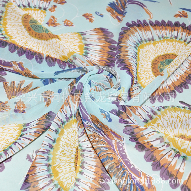 【翔龙印花 XL571】时尚女装名族风飘逸雪纺 印花面料