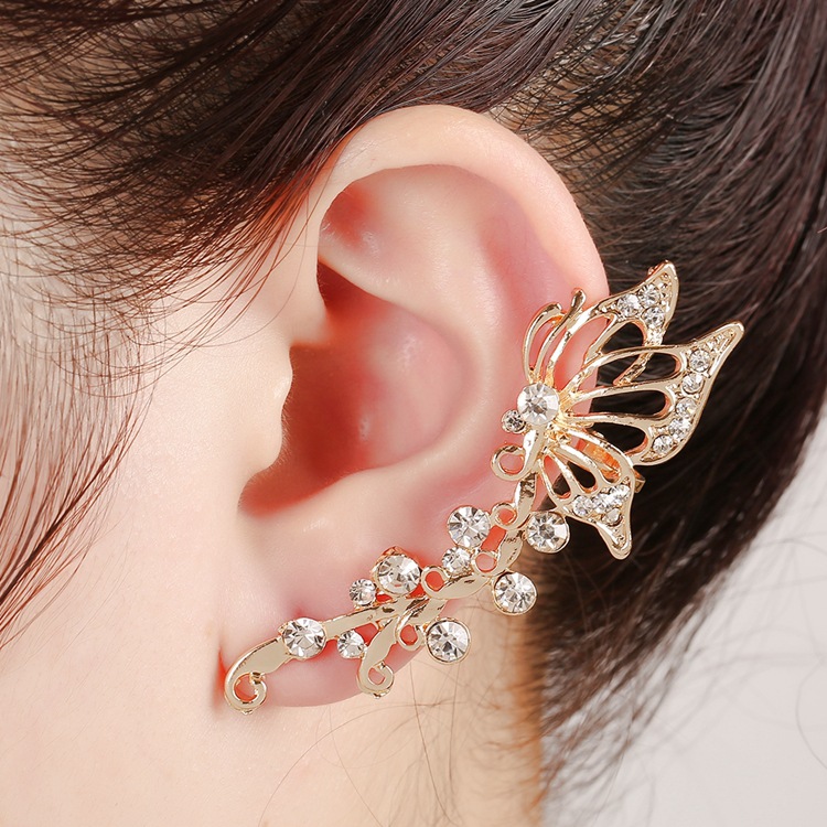 Clip D&#39;oreille En Forme De Papillon En Forme De Papillon En Diamant De Mode Exquis display picture 3