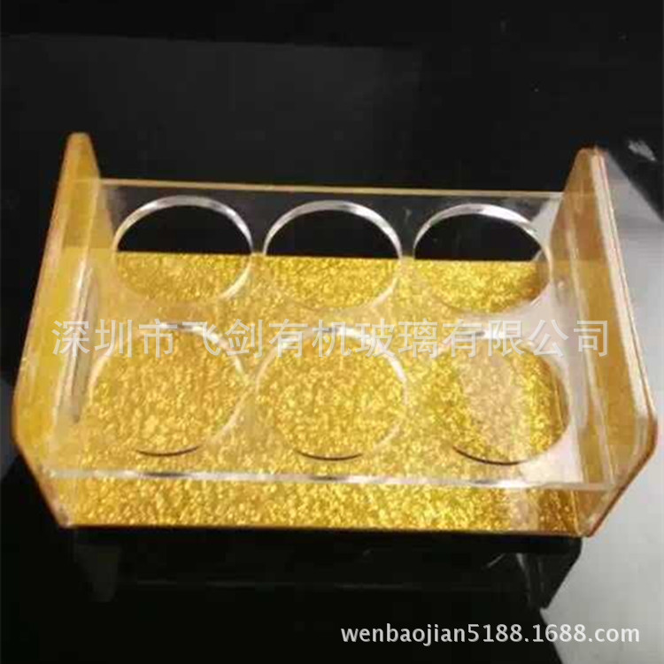 工厂制作消毒杯酒杯架亚克力金色侧板酒杯架ktv啤酒杯陈列架
