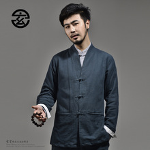 原创中国风男装居士服春装唐装男长袖棉麻汉服禅修服改良外套中式