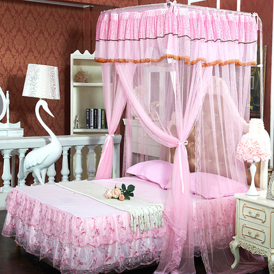 珍妮缘宫廷三开门 U型落地伸缩钓鱼式不锈钢支架 蚊帐 