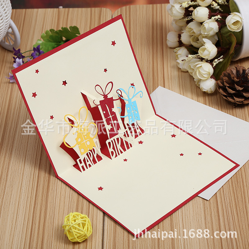 立体贺卡_厂家直销镂空生日贺卡祝福卡可加印