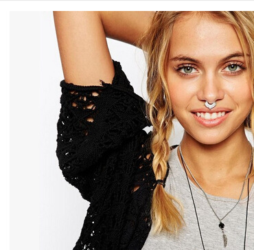 Fashion piercing jewelry U-shaped double row drill alloy nose ring