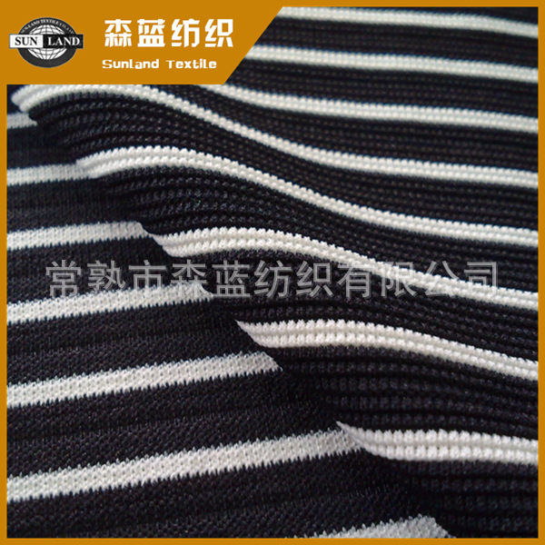 供应针织面料服装面料休闲时装夹克面料-涤氨色织楼梯布高弹透气