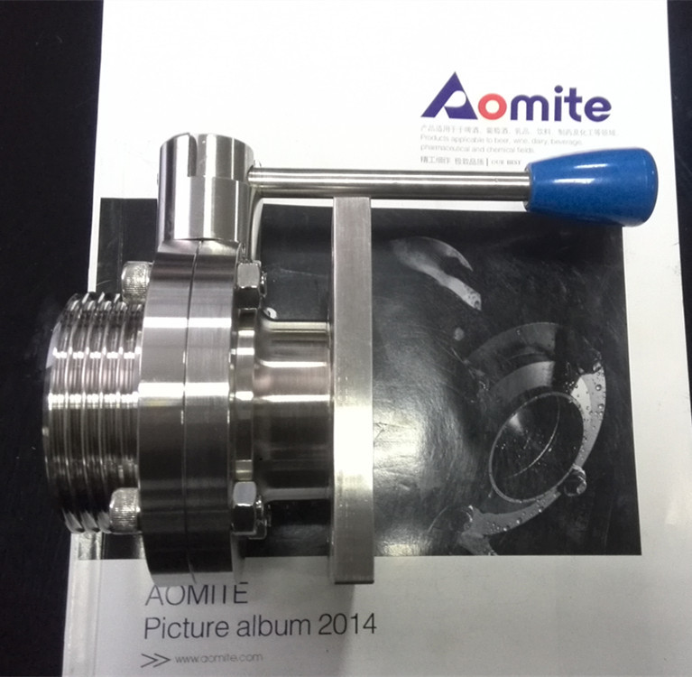 批发供应卫生级蝶阀 不锈钢单螺纹单焊接手动蝶阀